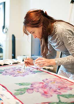Diana, hand painting custom silks