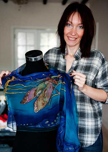 Hand painted silk scarf by Diana